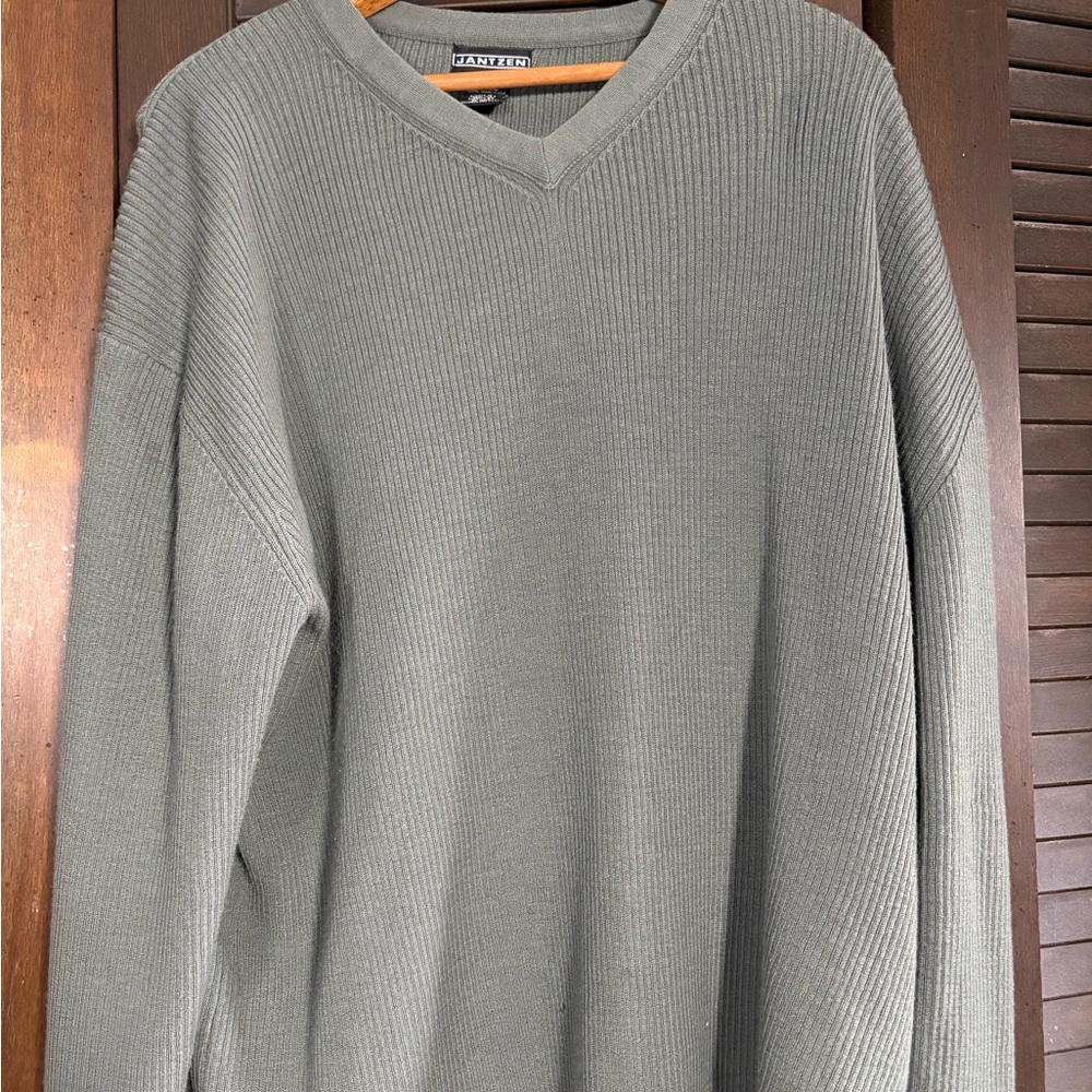 Vintage Jantzen Sweater Mens XL/Xg Gray/Dubai Wool Nana Knit Lg Slv Grandpa 80’s
